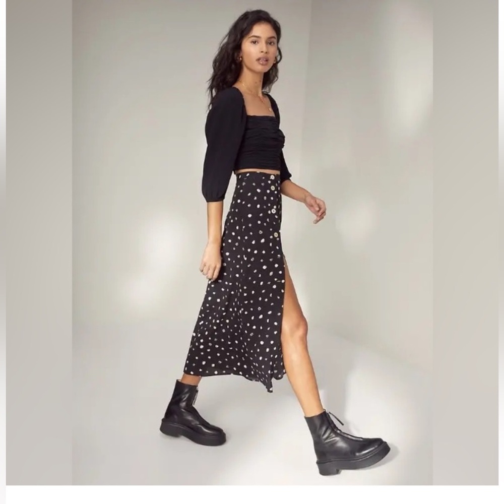 NWT Aritzia Polka Dot Maxi Skirt with Slit